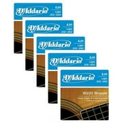 LOT OF 5 - D'Addario 80/20 Bronze Acoustic Guitar Strings, Light, 12-53, EJ11 ^5