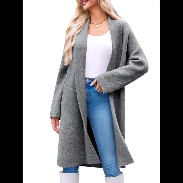 Cárdigan para Mujer, Grueso, Abierto, de Punto Holgado, de Gran Tamaño, para Otoño, Moderno, para Abrigo Gris Oscuro Medio XL