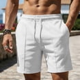 thumbnail image 5 of Yaoyar Mens Cotton Linen Shorts Casual Drawstring 7inch Inseam Shorts Summer Beach Wear, 5 of 5