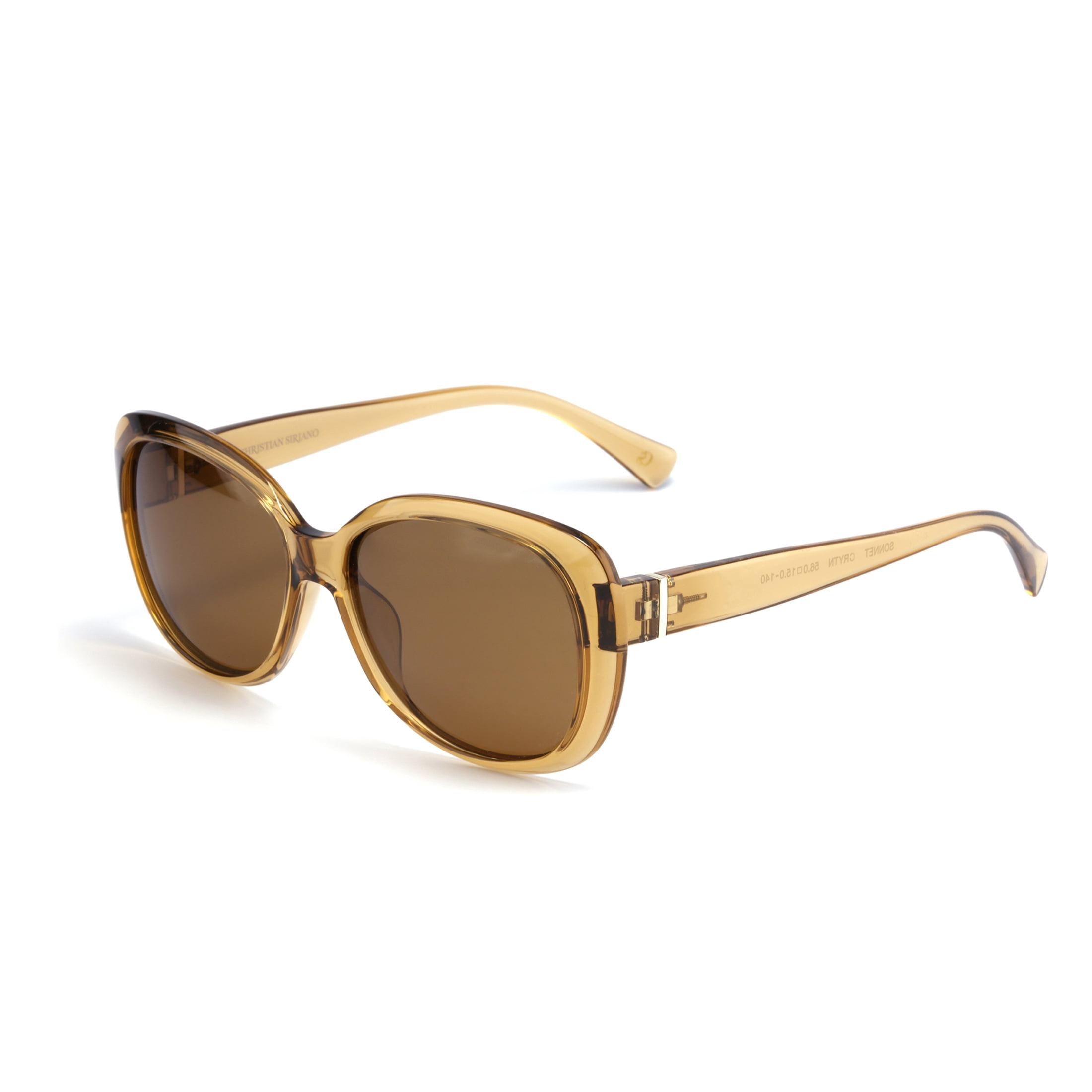 Christian Siriano Rx'able Women's Fashion Sunglasses, Sonnet, Tan Crystal, 56-15-140, with Case