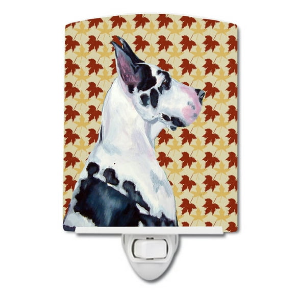 Caroline's Treasures LH9101CNL Great Dane Fall Leaves Portrait Ceramic Night Light, 6x4x3", multicolor