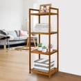 thumbnail image 6 of Teak Wood Bathroom Shelf Organizer Stand, Standing Shelves Shower Caddy Units, Freestanding 4 Tier Bath Storage for Floor, Kitchen, Office, 6 of 9