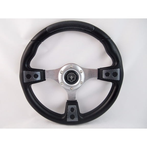 YAMAHA GOLF CART & POLARIS RHINO CARBON steering wheel W/ Chrome Adapter 3 spoke"
