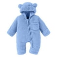 thumbnail image 2 of FYDUU Baby Bear Outfit Fold-Over Mittens Footies Girls Boys Winter Snowsuit Clothes Hooded Jumpsuit Onesie Outwear 9-12 Months, 2 of 9