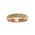 thumbnail image 2 of 14k yellow rose gold 2 tone custom hand engraved Hawaiian scroll maile 4mm ring size 3.5, 2 of 7