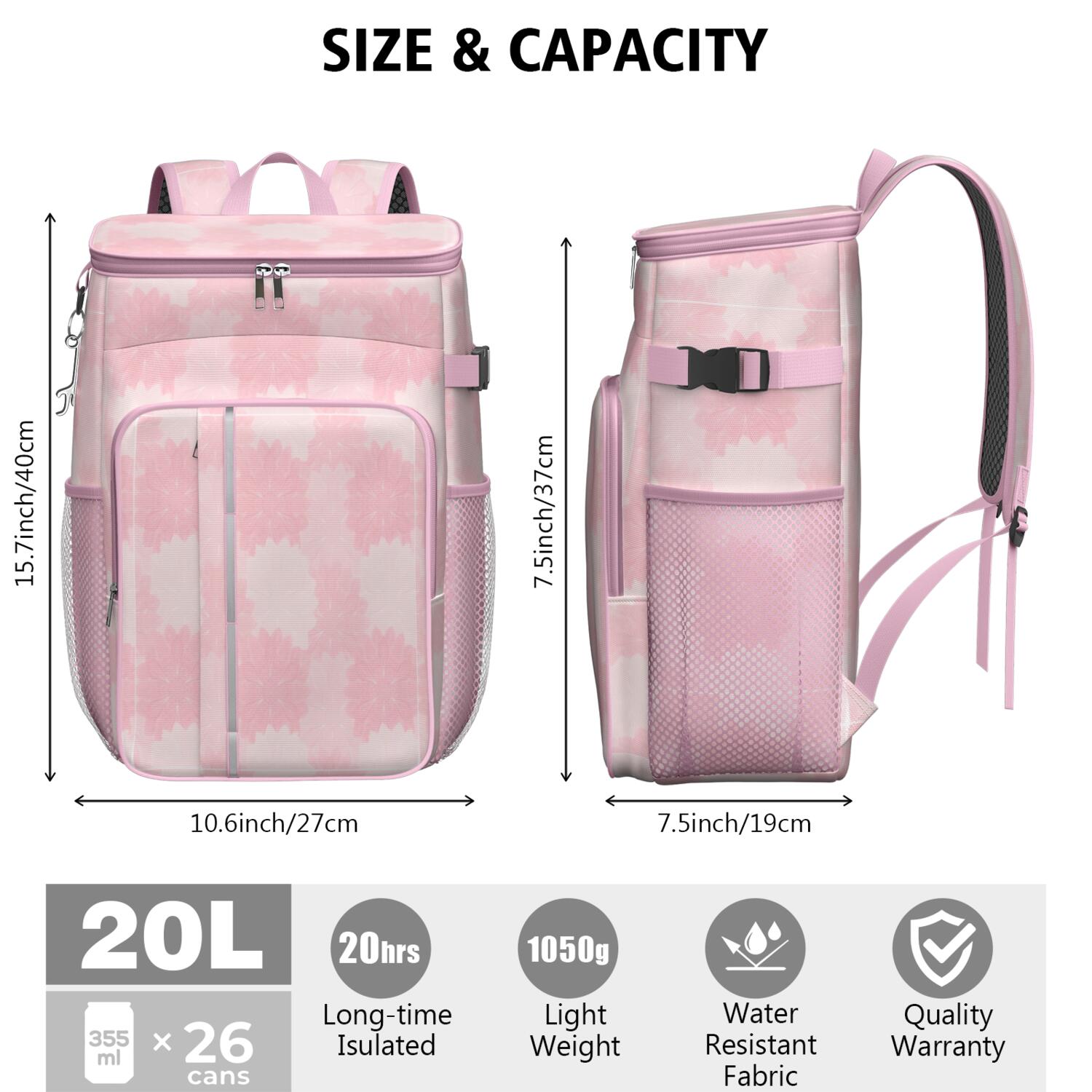 Travel Cooler Bag - Boho Bohemia Pioneer Flower Art Camping Beer Cooler Backpack with Bottle Opener- Waterproof Insulated Picnic Backpacks - Cooler Bag for Beach