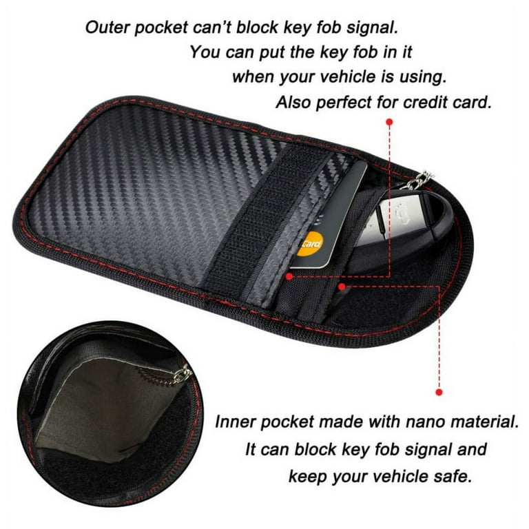 Faraday Bag for Key Fob (2 Pack), TICONN Faraday Cage Protector - Car RFID  Signal Blocking, Anti-Theft Pouch, Anti-Hacking Case Blocker (Carbon Fiber  Texture) 
