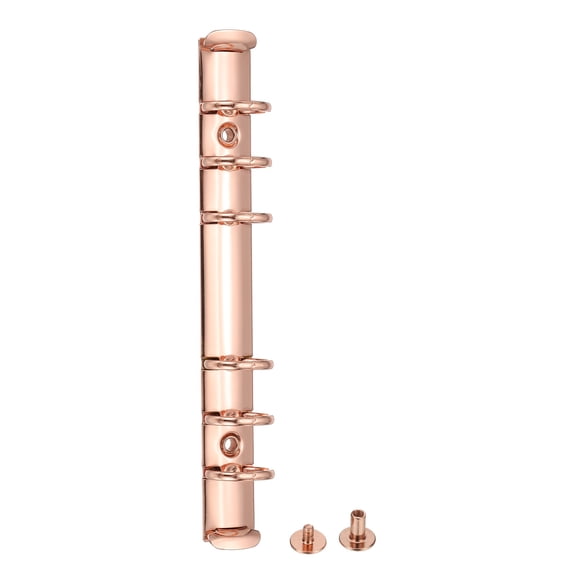 6 Holes Ring Binder, A6 Notebook 20mm Binder Mechanisms, Rose Gold, 1 Set