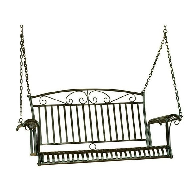 International Caravan Tropico Iron Patio Porch Swing in Black