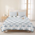 thumbnail image 3 of Quilts Full Size Bedding Set, Nautical Sailboats Lightweight Quilted Comforter, Steel Blue Coastal Minimalist Beige Soft Reversible Bedspread Coverlet with Pillow Covers for All Season, 78" x 90", 3 of 9