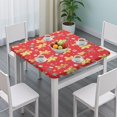 thumbnail image 3 of Red Christmas Gingerbread Man Pattern Square Fitted Tablecloth with Elastic Edge,Square Table Cover,Washable Elastic Table Cover for Home Kitchen Party Decor 36"x36", 3 of 6