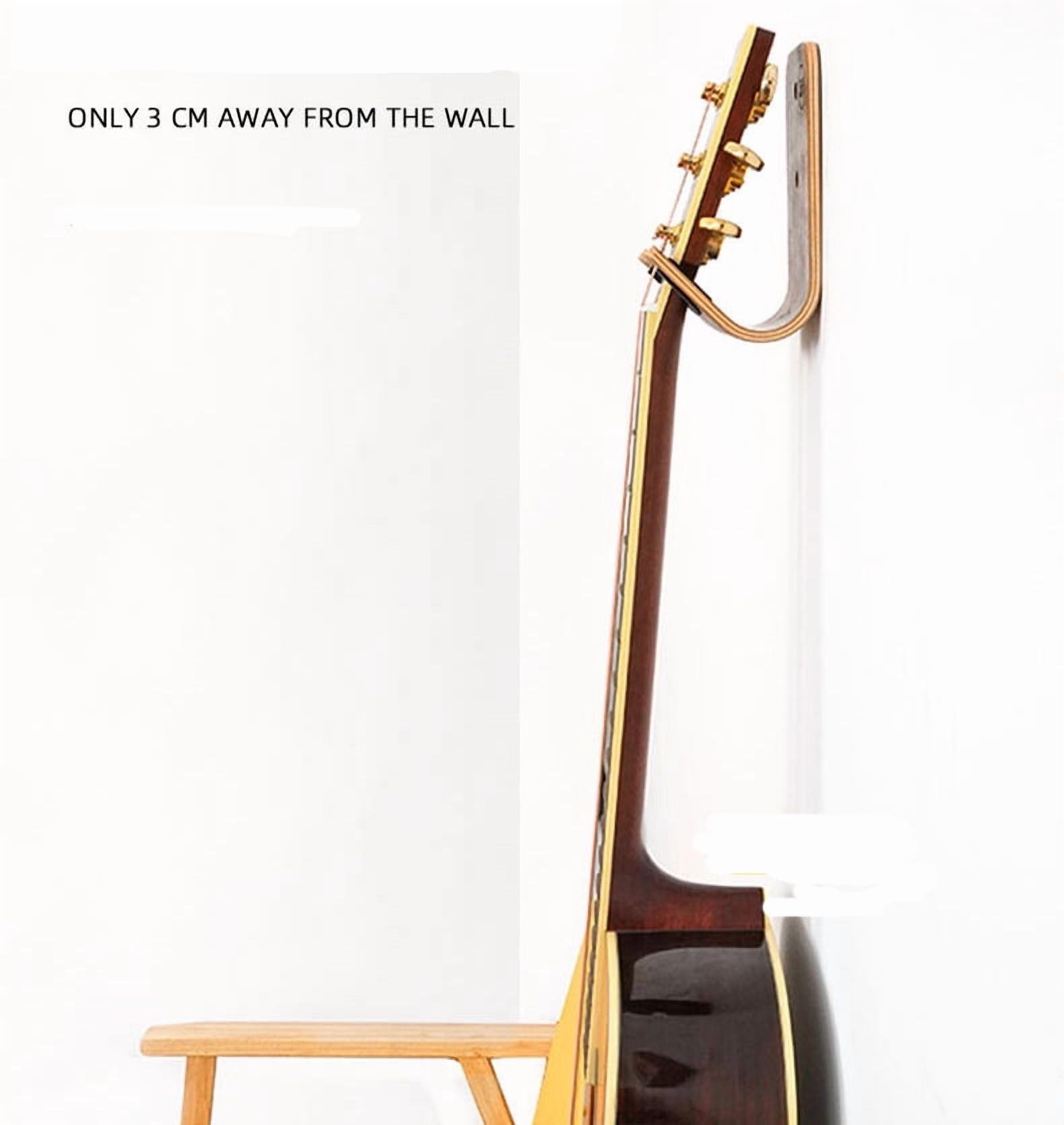 Guitar Wall Mount Hook Walnut Wood Guitar Hanger for Storage & Display Heavy Duty Ply Guitar Holder for The Wall Hangers Stand for Acoustic Guitars