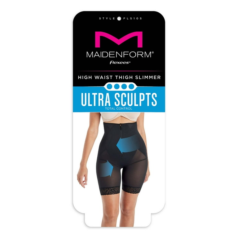 MAIDENFORM Skin Spa Ultra Firm Black High Waist Thigh Slimmer Womens Sz XL