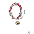 thumbnail image 2 of Silvertone Domed Music - Violin Red Christmas Bead Bracelet, 2 of 4