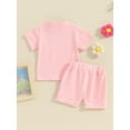 thumbnail image 3 of Infant Baby Girls Summer Outfit Flower Embroidered Crew Neck Short Sleeve T-Shirts Tops and Shorts Set, 3 of 8