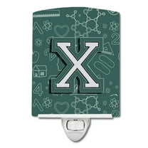 Caroline's Treasures CJ2010-XCNL Letter X Back to School Initial Ceramic Night Light, 6x4x3", multicolor