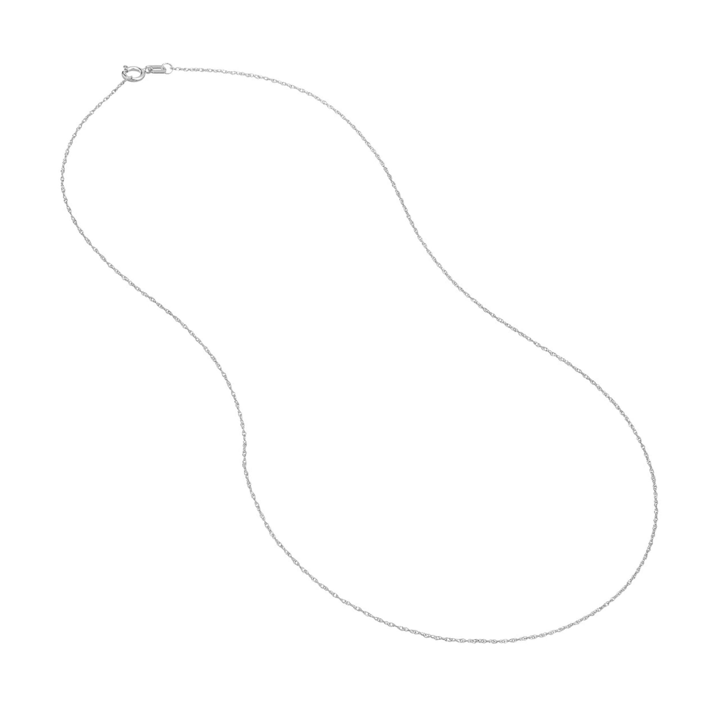 10K White Gold 20" 0.80mm Replacement Rope Chain Necklace w/ 5mm Spring Ring - Women