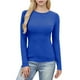 thumbnail image 4 of Neewe Womens Round Neck Long Sleeve Fitted Shirts Slim Fitting Pit Stripe Basic Tees Fall Going Out Tops, 4 of 7