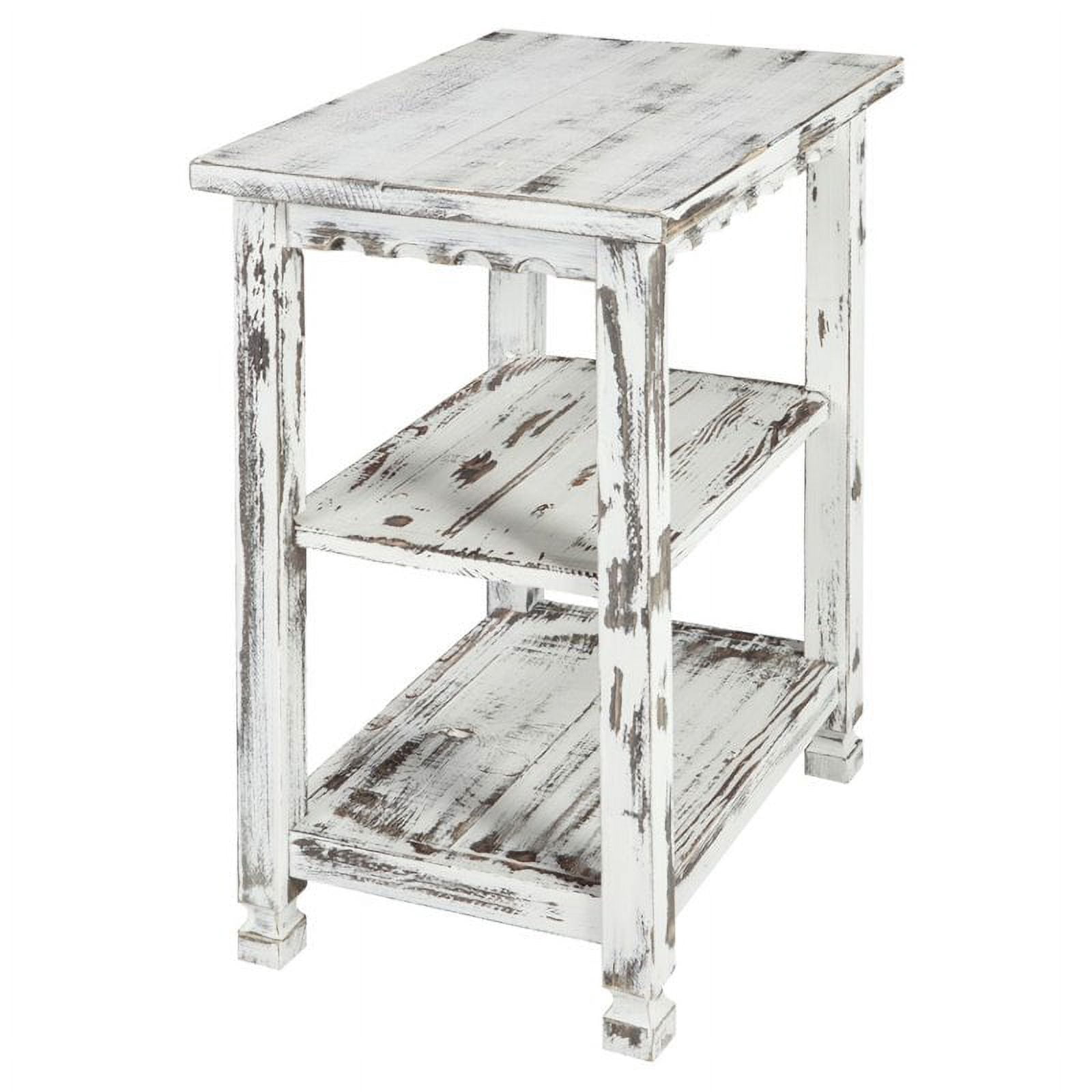 Alaterre Meuble Cottage de Campagne Table d'Appoint à 2 Étagères Finition Antique Blanche