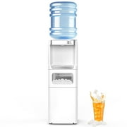Crzoe Water Dispenser with Ice Maker Function, Top Loading Hot and Cold Water Cooler for 5 Gallon Bottle - Includes Child Safety Lock - Water Machine for Home, Office, Garage - White