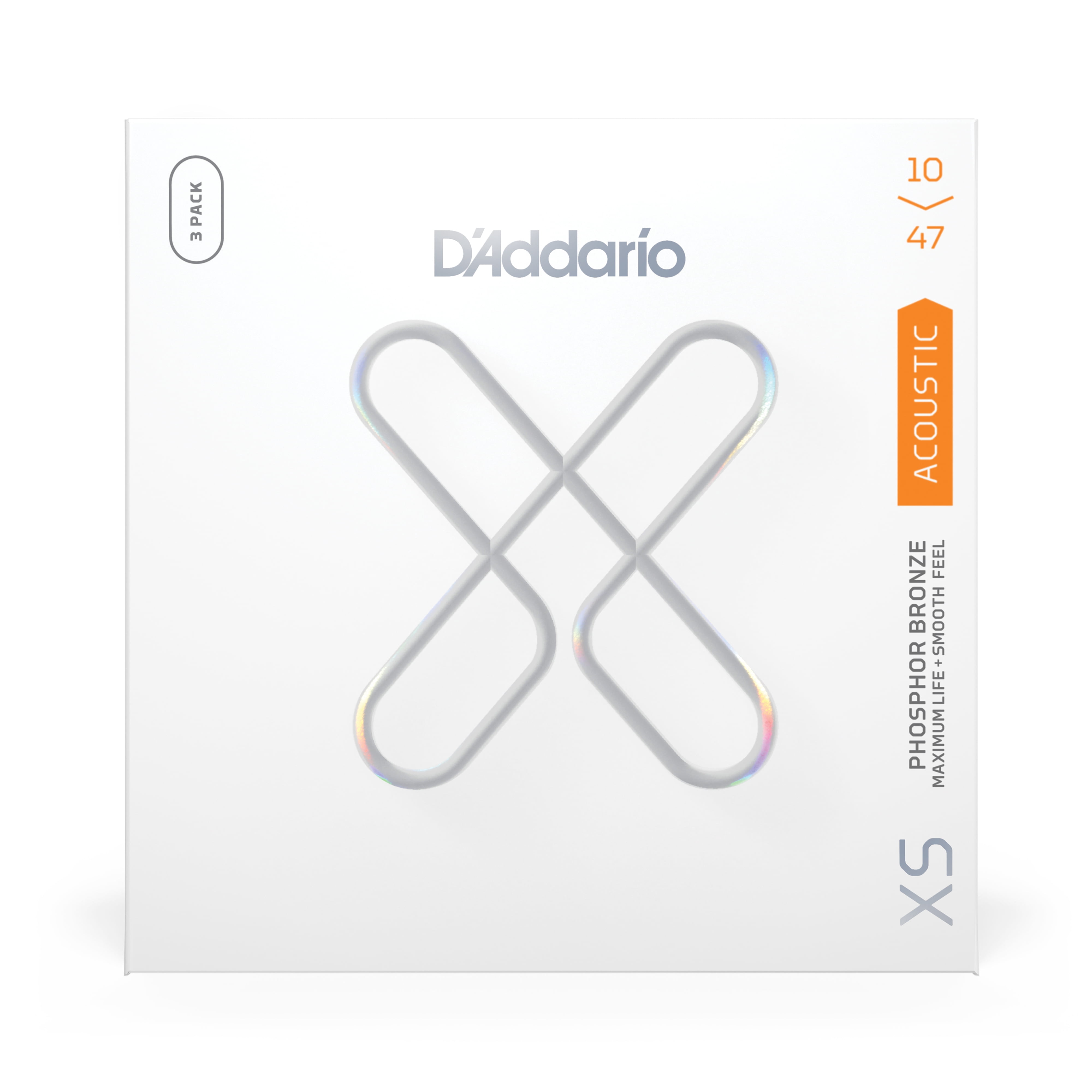 D'Addario XS Phosphor Bronze Coated Acoustic Guitar Strings 3-Pack - 10 - 47