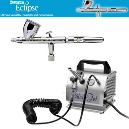 eclipse iwata airbrush compressor hobby jet cs hp tattoo paint cake air silver
