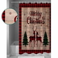 thumbnail image 4 of Merry Christmas Shower Curtain, 36" x 72", Elk Deer and Green Xmas Tree Waterproof Bathroom Curtain Washable Shower Curtain Set with 12 Hooks, 4 of 6