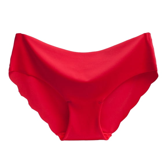 harmtty Summer Women Panties Ice Silk Seamless Low Waist Briefs Underwear,Red S
