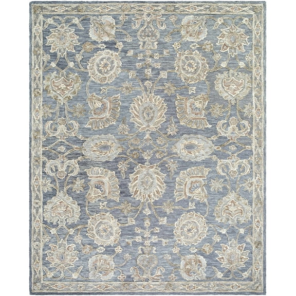 Ayesha Traditional Area Rug - Slate Blue, Light Silver, Pearl - 18" x 18" Sample