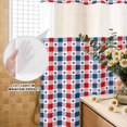 thumbnail image 2 of No Hook Shower Curtain with Built-in Rings - 4th of July Washable Waterproof Fabric Bathroom Curtains for Hotel,Rentals, Stall 48 X 72 Inch , Patriotic Stars Buffalo Check Plaid Red White Blue Summer, 2 of 9