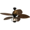 thumbnail image 4 of Tropical Ceiling Fan with Light 52 Inch Palm Leaf Ceiling Fan 5 ABS Palm Blades Glass Lampshade Chandelier Lighting Fixture 3-Speed Changes w/Remote Reversible for Kitchen Bedroom Living Room, 4 of 9