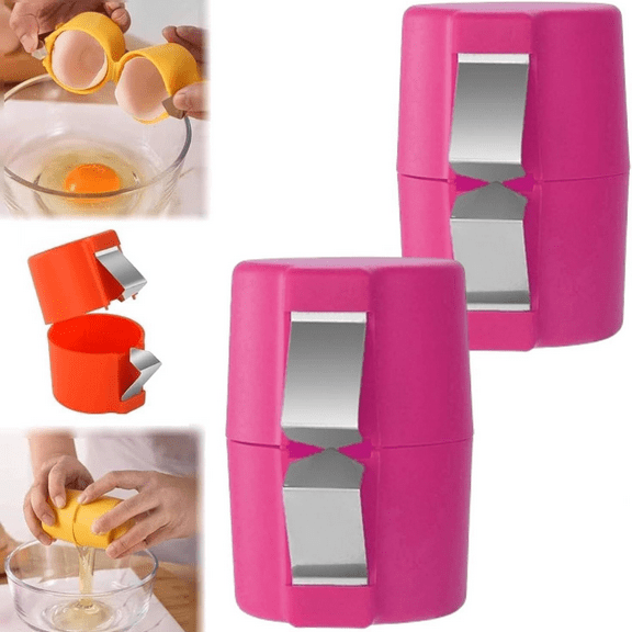 Egg Shell Opener, Egg Opener Tool Egg Cracker Tool for Raw Eggs, Egg Breaker Tool Egg Shell Cutter Egg Separator for Raw Eggs, Stainless Steel Eggshell Breaker Kitchen Gadgets (2, pink)