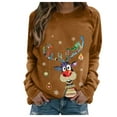 thumbnail image 2 of Bouanq Sweaters for women Ugly Sweater Christmas Women Crew Neck Long Sleeve Knitted Pullover Snowmen Reindeer Themed for Office Holiday Sweater Party for Christmas Gift for Women On Clearance, 2 of 3