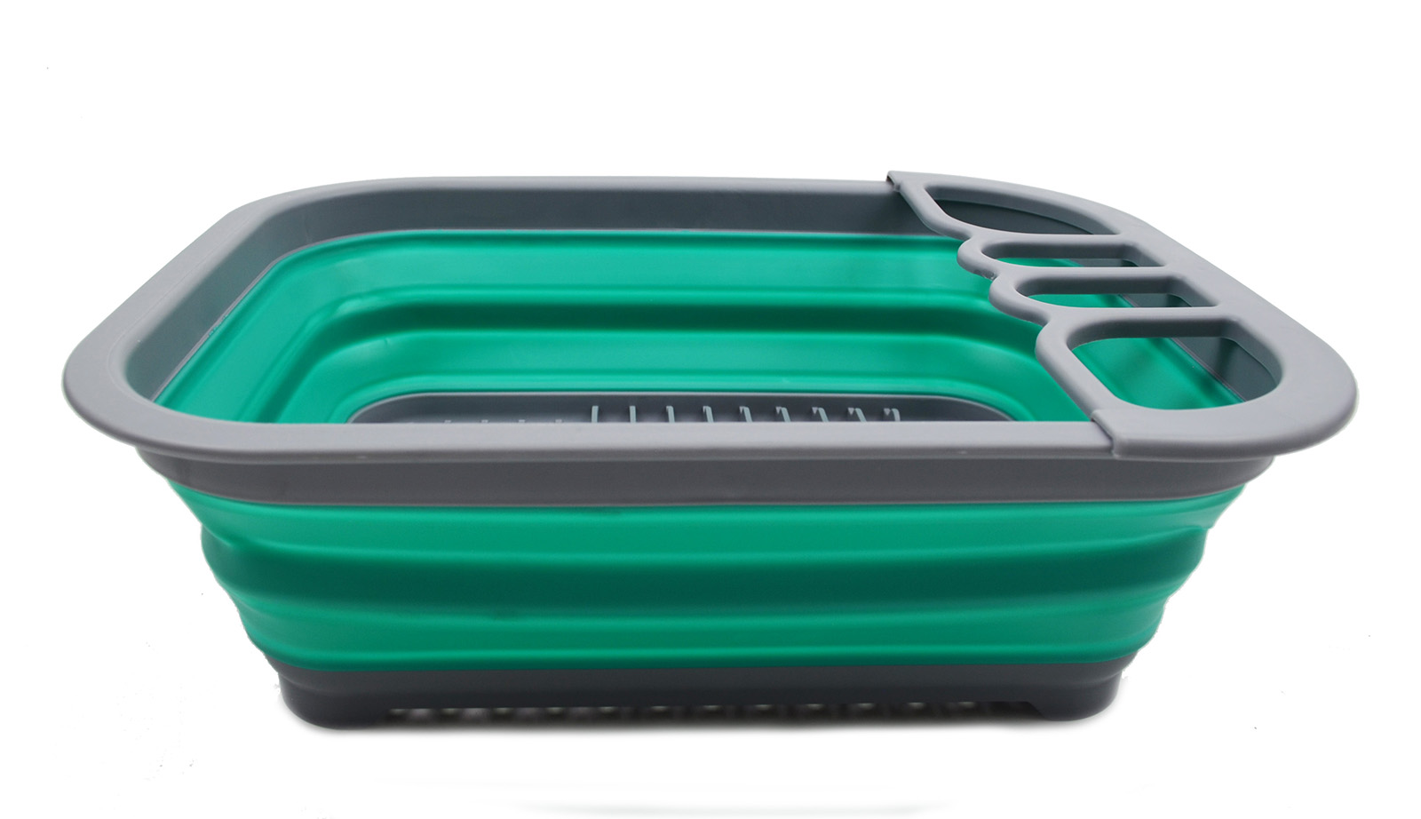 SAMMART Collapsible Dish Drainer - Foldable Drying Rack Set - Portable Dinnerware Organizer - Space Saving (1, Dark Grey/Bluish-Green