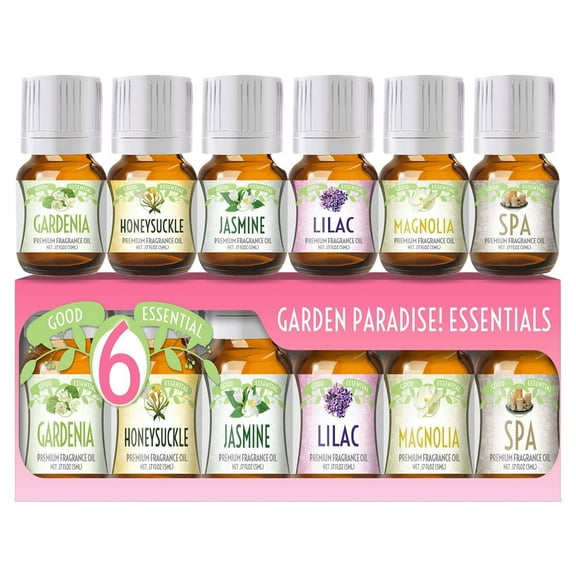 Good Essential Oil Set – 6-Pack Floral Aromatherapy – Gardenia, Honeysuckle, Jasmine, Lilac, Magnolia, Spa – for Candles, Soaps, Perfume, Diffuser, Home Care