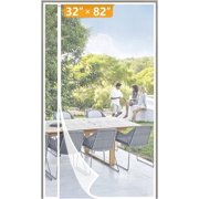 HYKE White Rrsible Left Right Side Opening Magnetic Screen Door ts Door Size 32 x 82, Unobstructed View Upgraded ester Mesh for Back Door, Actual Screen Size 34" x 83"