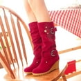 thumbnail image 2 of Siilsaa Women's Knee High Pull On Fall Weather Winter Boots Red,6, 2 of 5