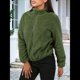 thumbnail image 5 of Cárdigan Holgado y Cálido de Larga para Mujer, con Cuello Alto de Felpa, Cremallera y Bolsillos. Verde L, 5 of 7