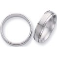 thumbnail image 2 of Titanium Brushed Center 6mm Ridged Edge Band (Size 10) Made In China tb10-10, 2 of 5