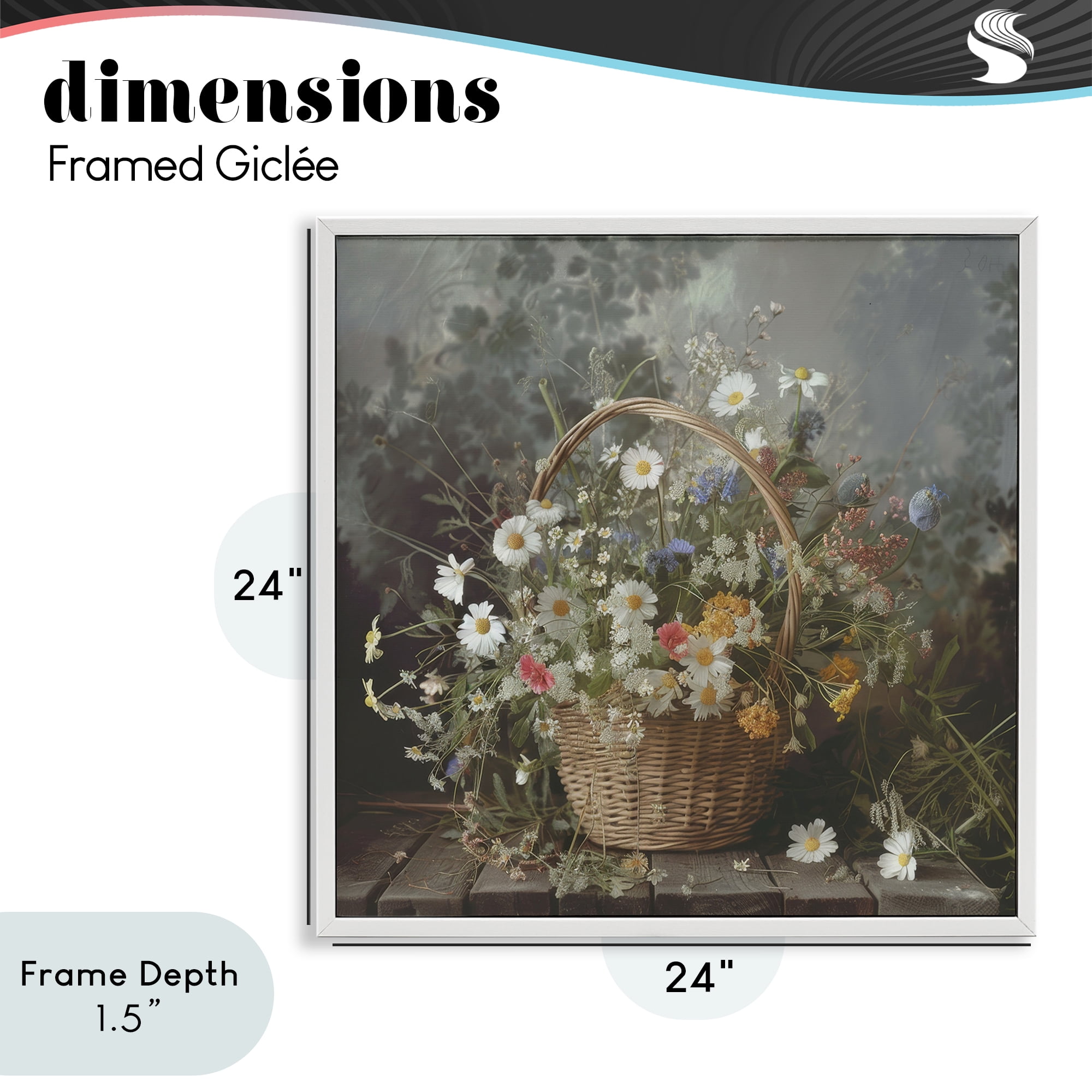 Stupell Industries Florals In A Basket Arrangement White Framed Giclee Art, design by Lazar Studio