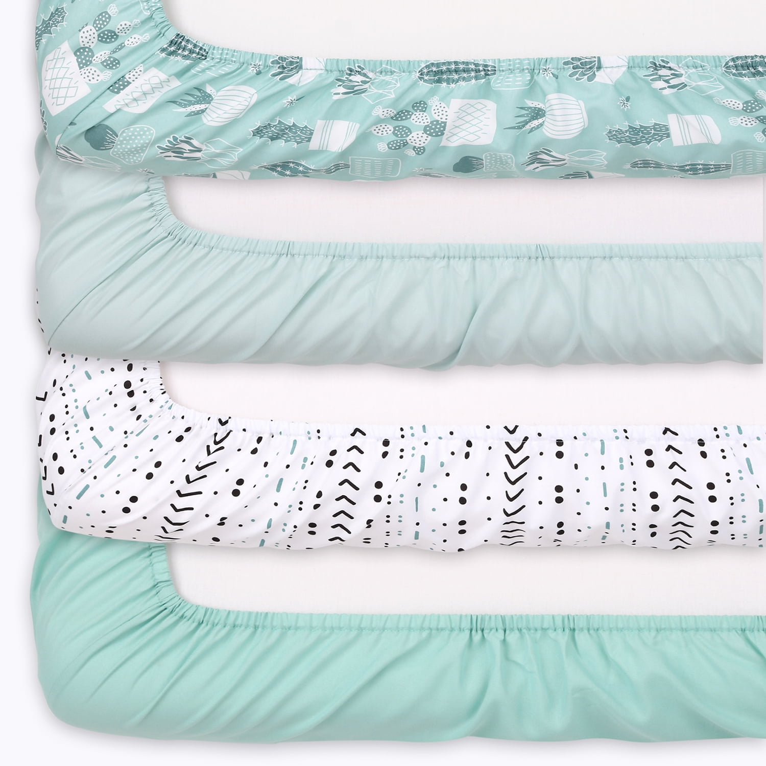 The Peanutshell Fitted Crib Sheets for Boys or Girls, 4 Pack Set, Cactus
