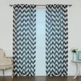 thumbnail image 1 of Quality Home Faux Sheer Gauzy Linen Chevron Print Curtain - 52" x 84" - Black (Set of 2 Panels), 1 of 3