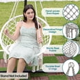 thumbnail image 2 of Macrame Hammock Chair Hanging Swing Chair Max 330 Lbs with 2 Cushions and Hardware Kits for Indoor Outdoor Bedroom Patio Garden - Light Grey, 2 of 10