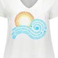 thumbnail image 4 of Inktastic Stylized Wave and Sun Women's Plus Size V-Neck T-Shirt, 4 of 5