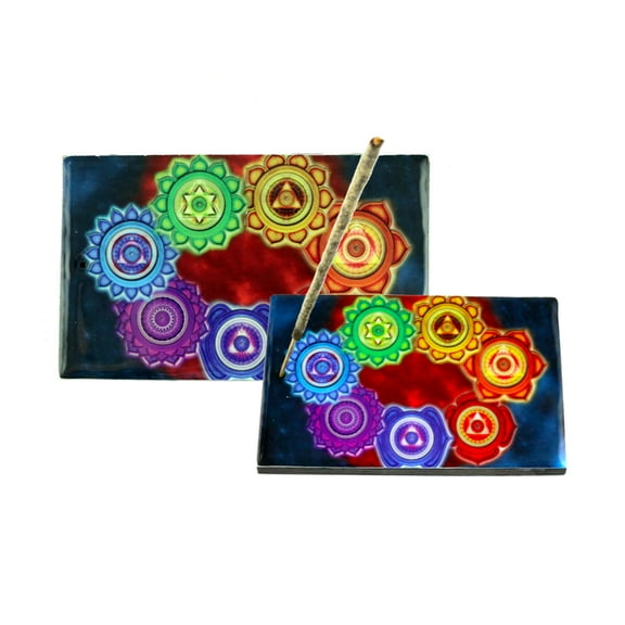 7 Chakras Wooden Incense Stick Holder Stand Ash Catcher
