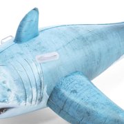 H2OGO! Realistic Shark Ride-On - Blue 72 x 40, Inflatable Ocean Animal Pool Float, Swimming & Water Play, Sturdy Handles, Sit On Top Design, Kids 3+