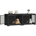thumbnail image 3 of Hzuaneri 78" Large Double Dog Crate Furniture, Indoor Dog Kennel Furniture for 2 Dogs with Divider, Dual Sliding Barn Doors, Heavy Duty Dog Cage Furniture as TV Stand, Black, 3 of 7