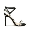 thumbnail image 2 of Schutz Cath Black Tie Up Rhinestone Embellished Clear Open Toe Heeled Sandals (Black, 10), 2 of 4