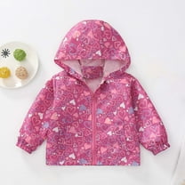 UQJfacai Kids Rain Jacket Toddler Baby Floral Print Raincoat for Girls Cute Lightweight Waterproof Hooded Zip Windbreaker Coats 1-6 Years
