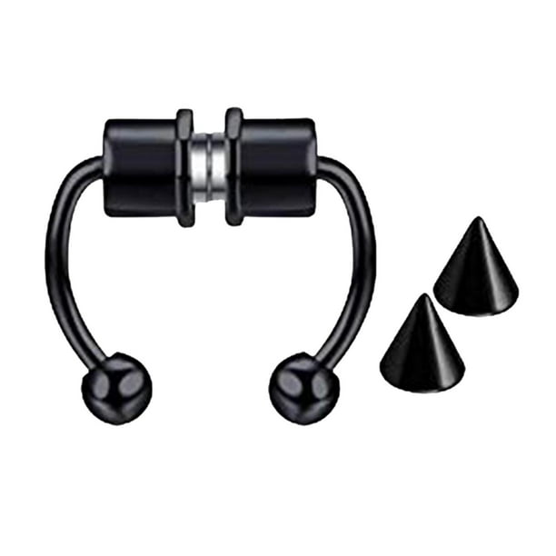 Herraduras de Nariz Falsa Magnética Inoxidable Sunnimix Negro 10 mm 3/8 16 g